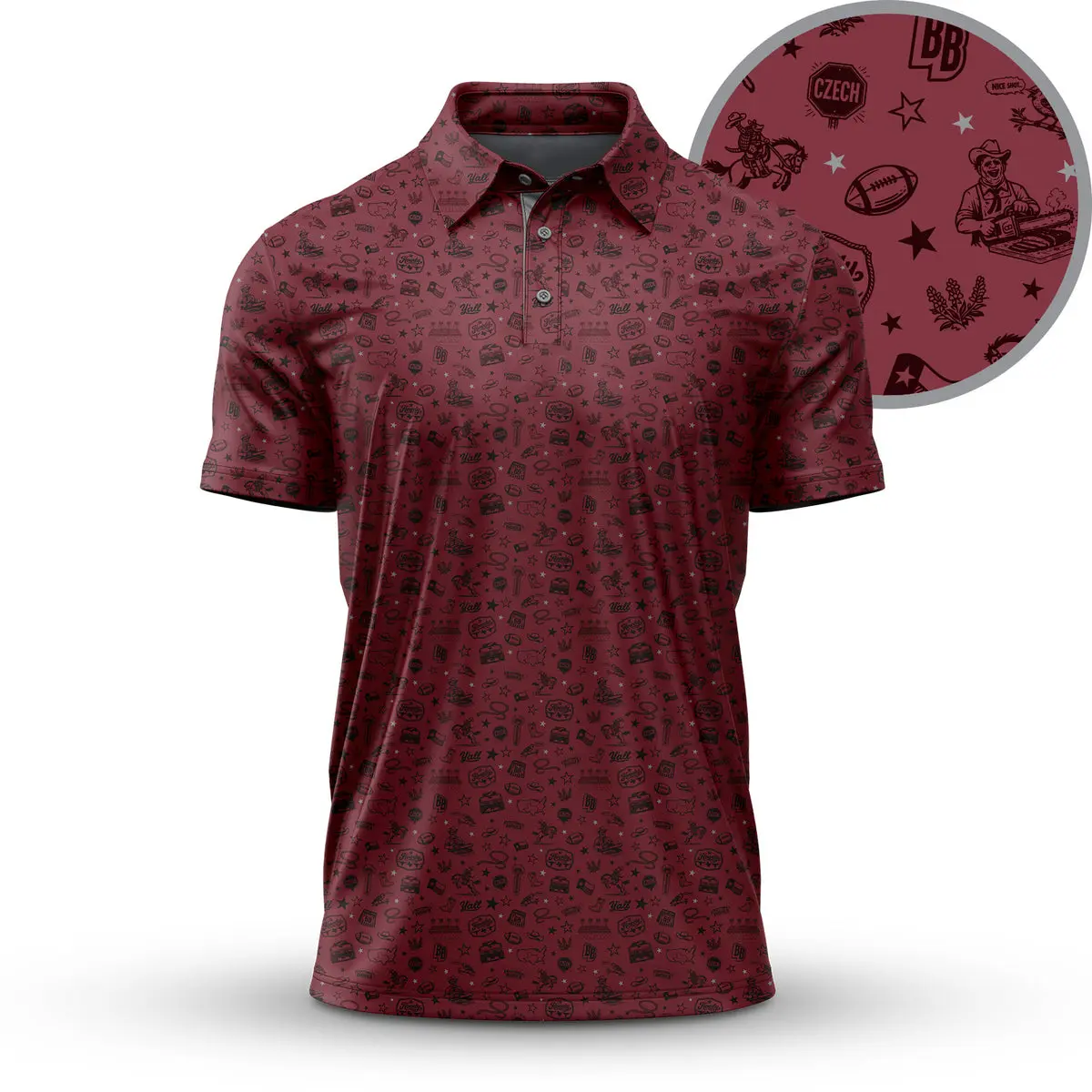 Men’s Performance Short Sleeve Classic Deer Camouflage Polo Shirt - Cozy Fit, Ideal for Outdoor Fishing & Golf, All-Season Sports Top