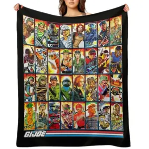 GI Joe Flannel Blanket 80s Hero Action Military Graphic Art Retro Comic Soft Warm Throw For Gamer Room Decor Dorm Essential Bed Sofa Home Holiday Gift