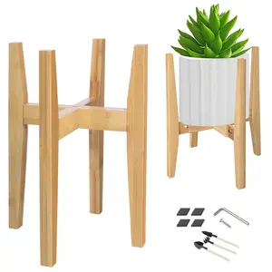 Adjustable Plant Stand Indoor, Bamboo Plant Shelf, Corner Plants Flower Holders Single Floor Plant Stand, Fits 8 to 12 Inches Pots,(Pot & Plant Not Included)