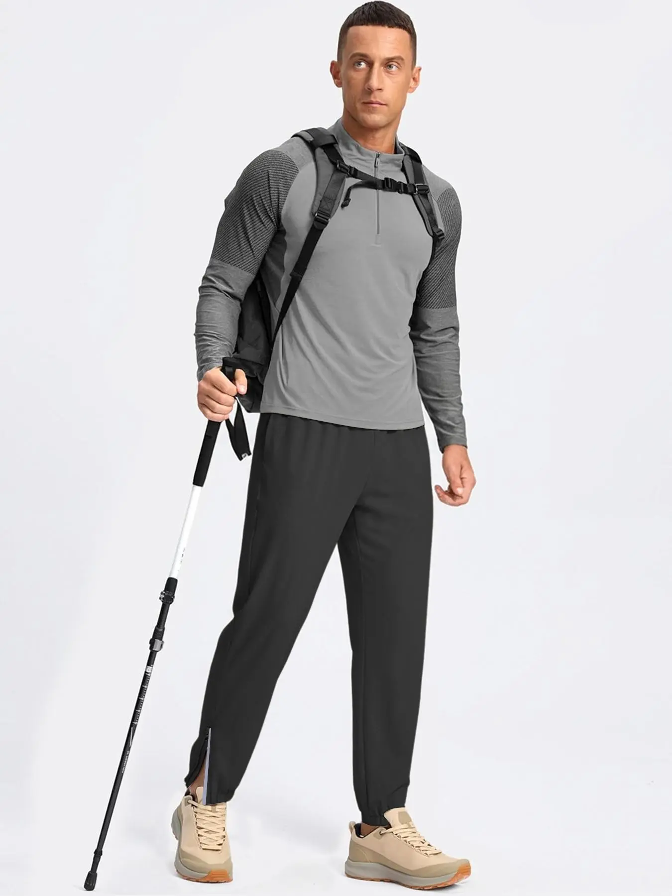 Auxo Joggers for Men Track Running Athletic Workout Pants with Ankle Zipper