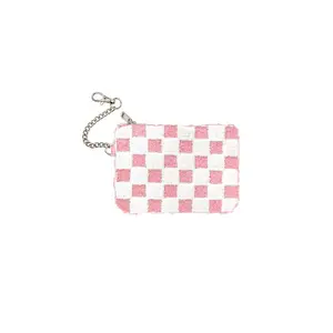 Living Royal Pink Checker Chain Pouch