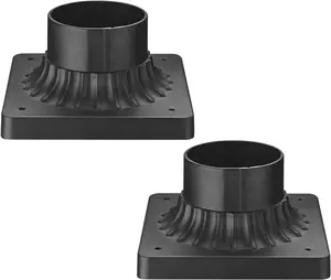 Outdoor Post Light Base Mount, Post Light Adapter 3'' Pier Mount Base with Matte Black Finish for Deck Porch Patio, 5.5" W x 5.5" D x 2.75" H (2Pack, Black)