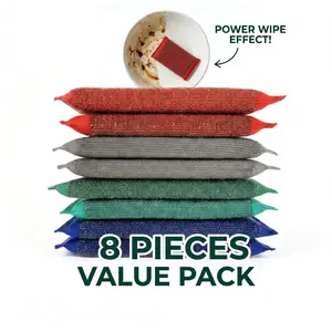 8-Piece Multi-Color Cleaning Sponge Set, Thick Durable Abrasion Layer, Powerful Kitchen Grease Stain Remover, Water Scale Cleaner