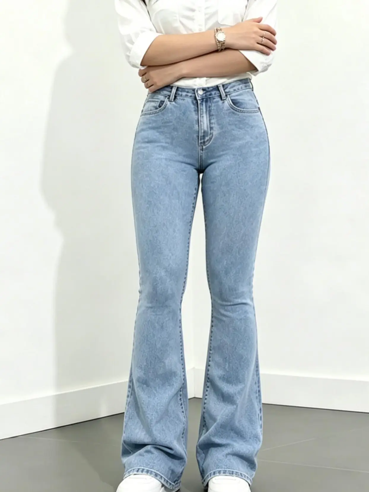 Women's Slim Fit Elastic Flare Pants, Multi-Color, FashionableElegant Comfort Design, Casual Wear, All Seasons, HighWaist, Button Front