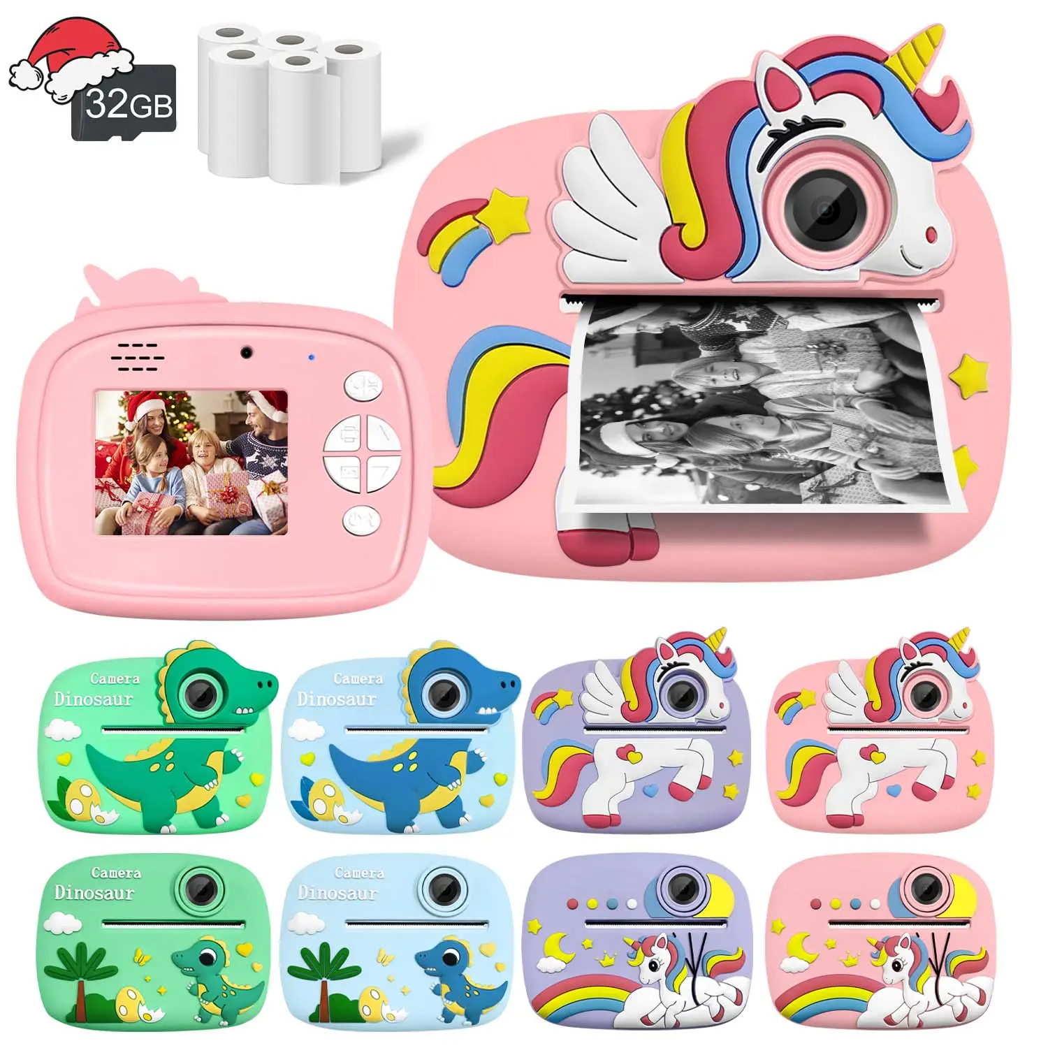 Instant Print Camera for Kids，1080P high-definition digital camera，6-12 Year Old Girls Boys Gifts，Children Digital Camera，Kids Christmas Birthday and New Year Gifts Toddler Photo Camera Toys for Age 3 4 5 6 7 8 9