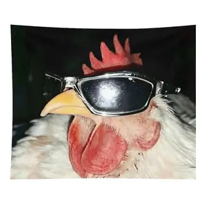 1pc 60x50in Polyester Fabric Tapestry - Humorous Sunglasses-Wearing Rooster, Anthropomorphic Home Wall Decor for Living Room, Summerwins Home Supplies, Adorable Design, Cool Tapestries, Adorable Design Tapestries