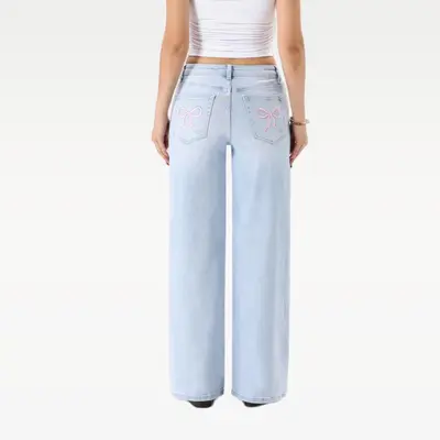 Valvari Jeans For Women – Mid-Low Rise Stretch Tummy Control, Baggy Straight Leg, BBL Fit