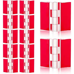 12 Pcs Clear Self Adhesive Plastic Acrylic Small Hinges 35x30mm, Mini Hinges for Cabinet Aquarium Lid Furniture Display Stand DIY Crafts