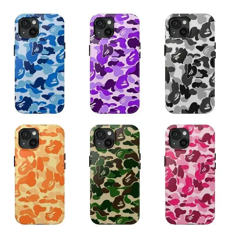 Bape Protective Camo Streetwear Phone Case,PBT+TPU Dual - Layer Drop - Resistant Case Suitable for iPhone 17-11 Pro Max/Plus and  Samsung Galaxy S23-25