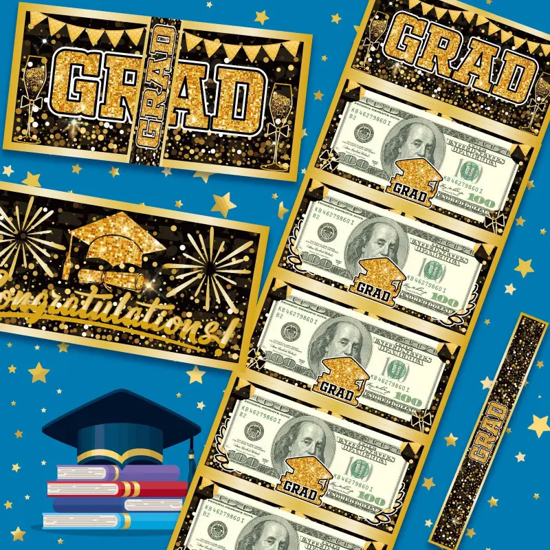 1 Piece Of Surprise Graduation Cash Gift Envelope With 10 Slots - Elegant Black And Gold Design, Suitable For Graduation Season Celebrations, Cash Gift Presentation | Elegant Gift Envelope | Exquisite Souvenir | Cash Envelopes