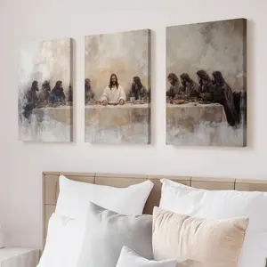 The Last Supper Oil Painting Print Jesus Set of 3 Leonardo Da Vinci Parable LDS Bible Renaissance Christian Faith Shepherd Wall Decor Modern Home Decoration Floral Abstract Design Waterproof HD Canvas Art wall decor wall art posters