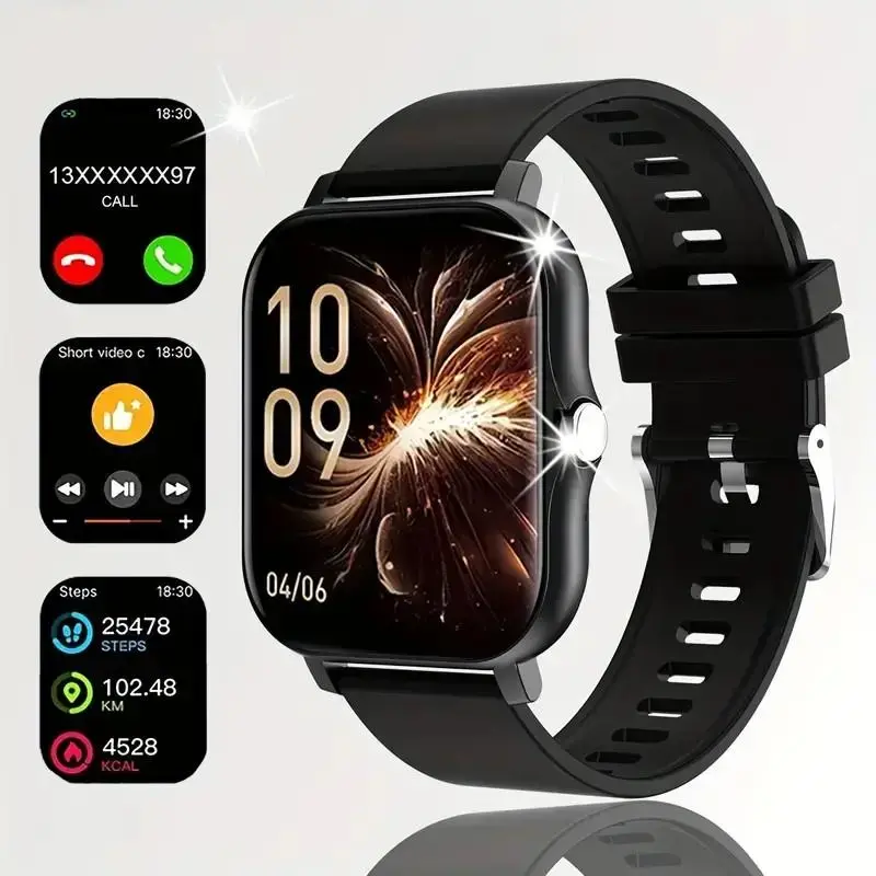 New Silicone Smart Watch Tracker, Unisex Wearable Device with Wireless Calling-Dial, Multiple Sport Modes, Call Reminder-Rejection, SMS Reminder, Touch Screen, iOS/Android Compatible, Valentine's Day Gift for Boyfriend