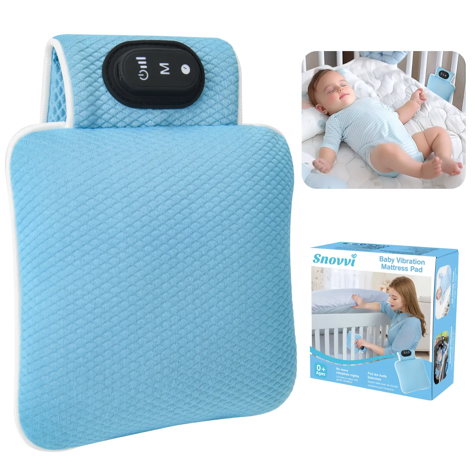 Snovvi Baby Sleep Soother Pad: 3 Vibration Modes, USB-C Charging, Portable& Safe for Newborns & Toddlers, Cribs & Bassinets, Ideal for Travel