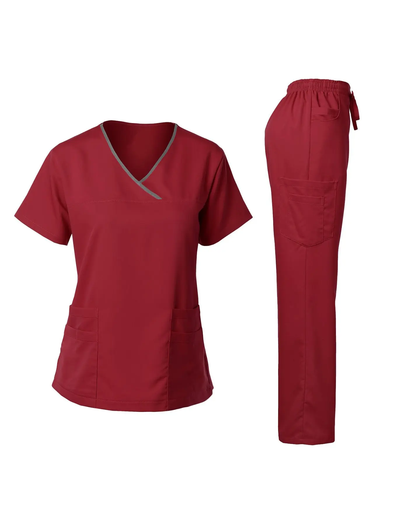 Mens Stretch Contrast Collar Scrub Set Quick Dry Breathable Pet Hospital Work Uniform For Doctors Nurses