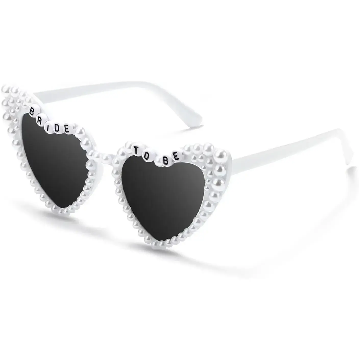 Super Sparkly Bride to Be Heart Sunglasses - Women's Elegant Pearl Embellished Eyewear, Perfect Bachelorette Party Accessories, Perfect Bride Gifts, Wedding Accessories, Cute Photo Props, Bridal Shower