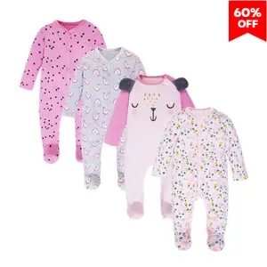 JY.COZY FOR BABY Clothes for Baby Gender Neutral  Scratch-Free Tag Footed One-Piece Romper Sleeper, suitable for baby boys and girls aged 0-12 months, Newborn Baby Girl Clothes for everyday casual wear by baby 4pcs