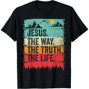 Jesus The Way Truth Life Women Men Kids Christian Worship T-Shirt        Graphic tees Casual Cotton,Unisex Crewneck T-shirt for Men And Women