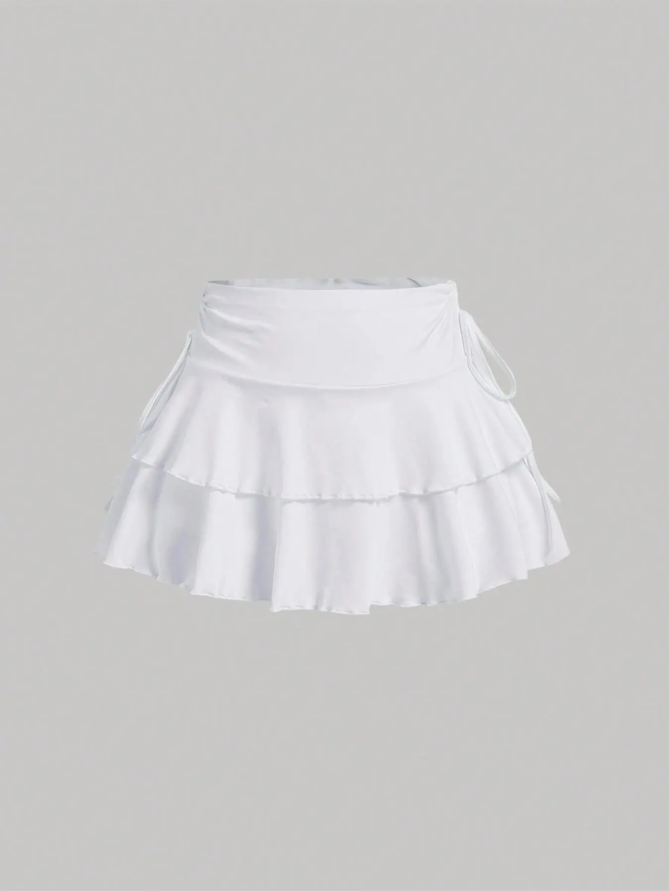 Women's Solid  Tiered Layer Skirt, Casual Fashion Skirt for Daily Outdoor Wear, Ladies Bottoms for Summer