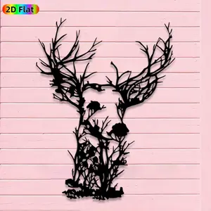 1pc Avant-Garde Deer Head with Tree Antlers Metal Wall Art, Avant-Garde Deer Head with Tree Antlers Statue Mural, Iron Craft, Perfect for Living Room, Garden, Zoo Corner Decor,Silhouette Wall Decor, Christmas Decor, Ideal Gift for Nature Lovers
