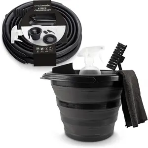 Collapsible Bucket Cleaning Set - Includes 2 Foldable Buckets, Spray Bottle, Rag, Scrubbing Brush and Sponge - Holds Up to 10 liters, Easy Storage, All-Purpose Cleaning Solution