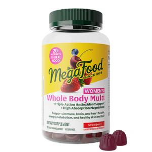 MegaFood Women's Whole Body Multi Gummy | 20 nutrients plus real food in delicious strawberry flavor, Gluten Free, Vegetarian, 30 Servings