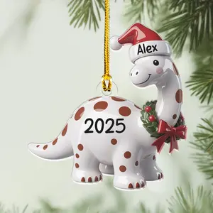 Custom Dinosaur Christmas Ornament, Personalized Boys Dino Ornament, Baby Boy First Christmas Gift