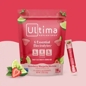 Ultima Replenisher Strawberry Margarita Mocktini Daily Electrolyte Drink Mix – 16 Sugar-Free Hydration Packets with 6 Key Electrolytes, Vitamin C & Zinc – Vegan, Keto & Non-GMO