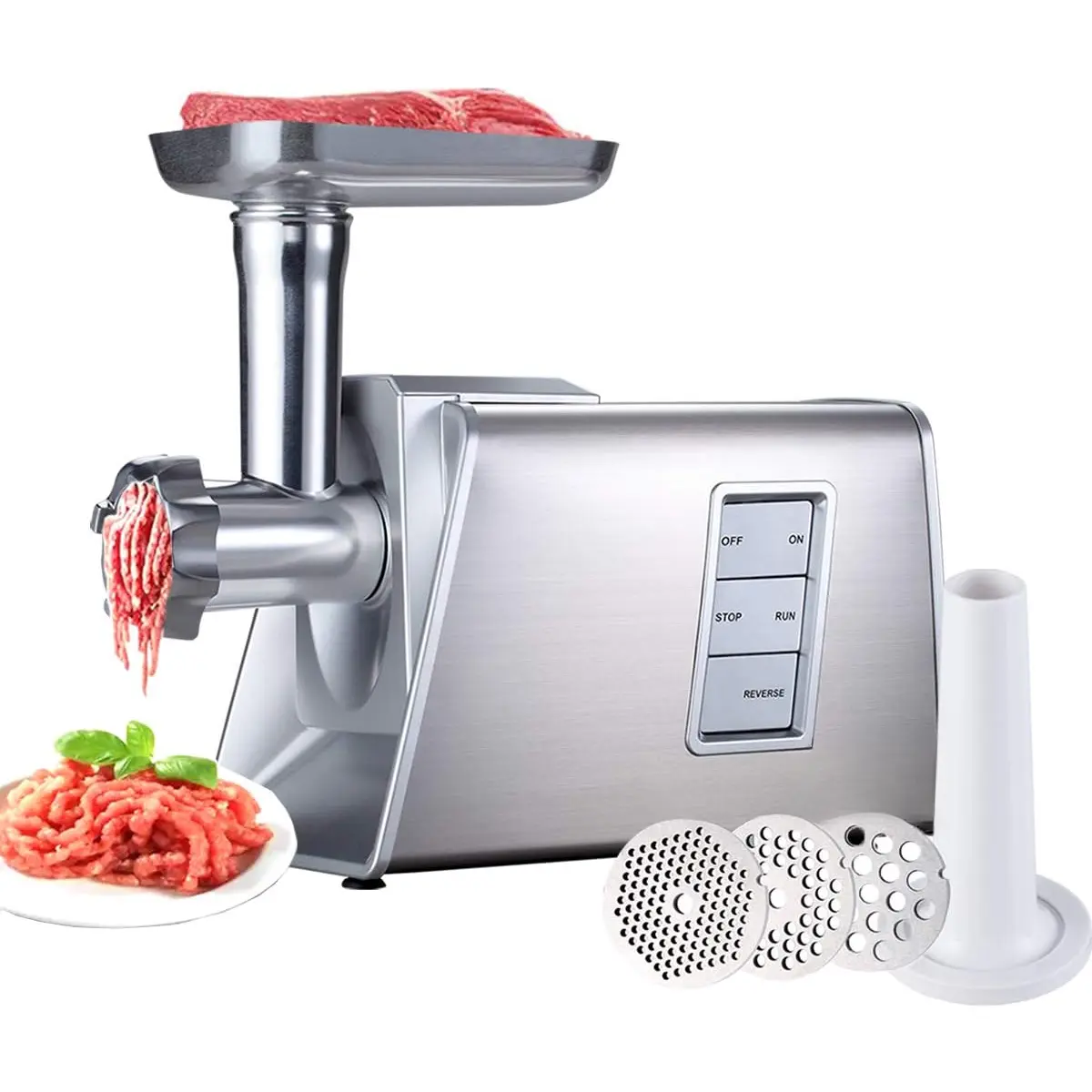 SM-G73 Heavy Duty Electric Meat  and Sausage Stuffer Maker 1000W Max with Stainless Steel   and 3  Plates and 1 Big Sausage Stuff, ETL Certificated