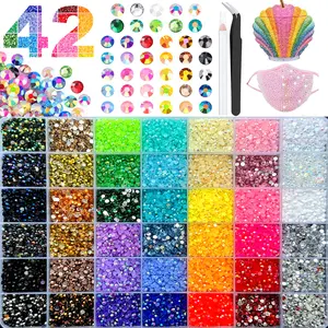 VIBRANT GEMS Resin Jelly Rhinestones Kit - 3mm Flatback Multicolor Gems for Bedazzling, Diamond Art & Nail Art - Bulk Rhinestones for Crafts, Makeup & DIY Decorations with Storage Case