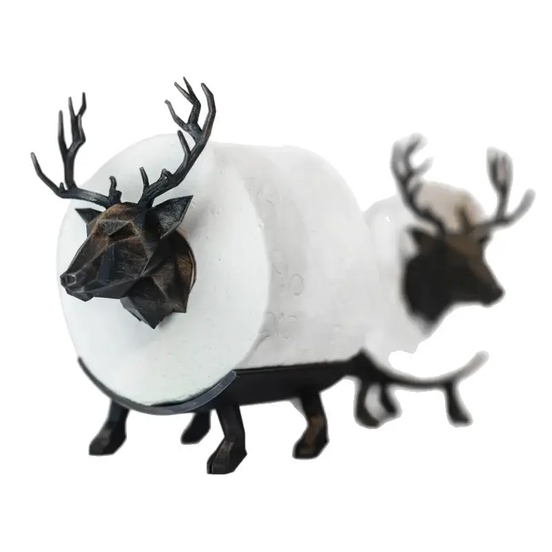 Metal Majestic Stag Deer Toilet Paper Holder - Minimalist Rustic Charm Farmhouse Lodge Decor House Decor, Modern Animal-Themed Bathroom Tissue Roll Stand, Antique Bathroom Supply Gift
