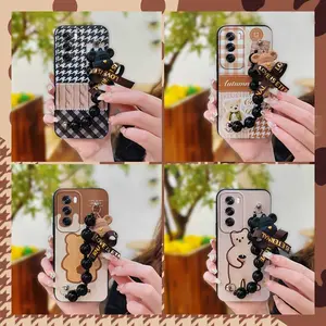 Waterproof Dirt-resistant Phone Case For OPPO Reno12 5G Global Back Cover cute silicone Cartoon Black pearl pendant Anti-knock soft case Skin-friendly feel protective case