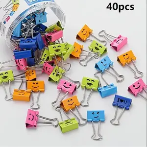 40 Mounts Face Smile Long Tail Clip, Bill Reverse Tail Phoenix Tail Clip, Office Clip, Essential Accessories for Your Workspace, Multifunctional Stationery