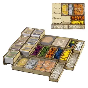 SMONEX Board Game Organizer Compatible with Viticulture Essential Edition and All Expansions - Organizer Box Made from Natural Plywood - Strategy Board Game Accessories