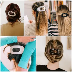 TELETIES  Round Hair  for Women - Durable Plastic Hair Accessory flat claw clips