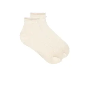 Stems Pearl Trim Ankle Socks in Ivory