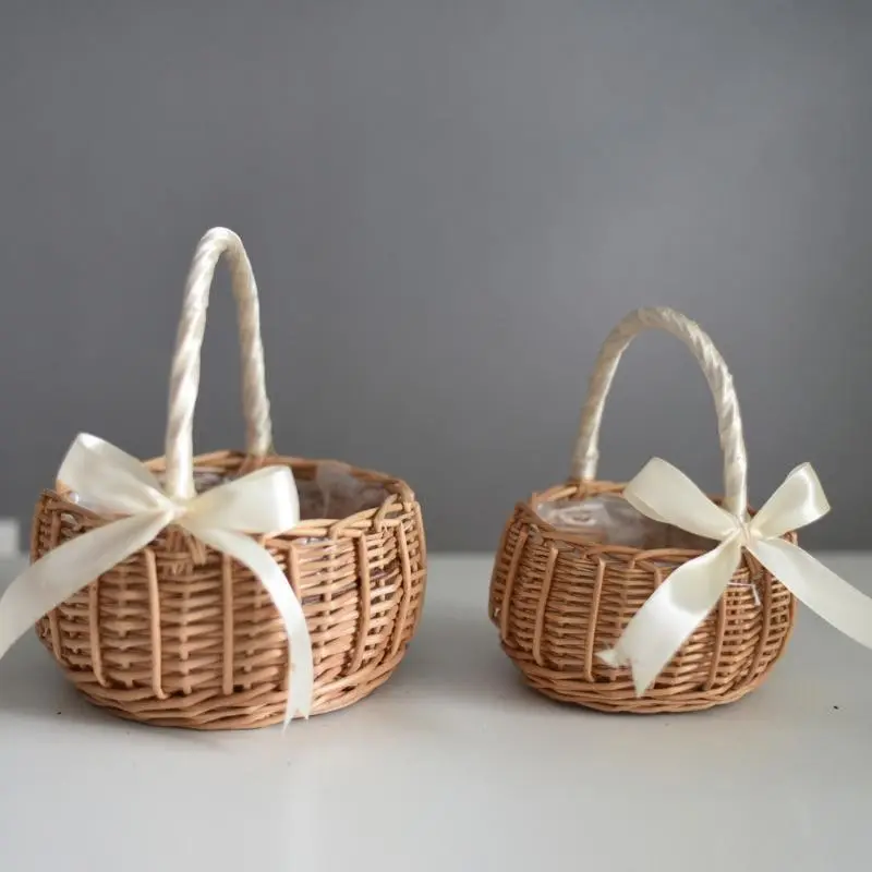 Handmade Bamboo Basket, Natural Material Artificial Flower Basket, Perfect for Gifts and Floral Arrangements, Ideal for Weddings and Holidays