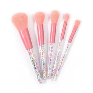 5-Piece Candy Color Makeup Brush Set, Brush Combo, Soft Bristles, Ideal for Foundation, Blush, Eyeshadow, Portable Design