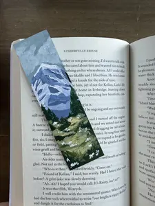 Hand Painted Bookmark with Mountain Scene