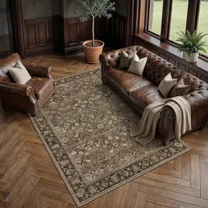 Rug Store 5'x7' Vintage Brown Area Rugs for Living Room Bedroom Dining Room Farmhouse Traditional Oriental Office Rugs Machine Washable non-slip