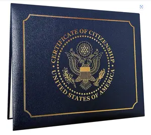 US Citizenship Certificate Holder | US Citizenship Gifts | Naturalization Certificate Padded Holder with Cover. Golden Great Seal of The United States.