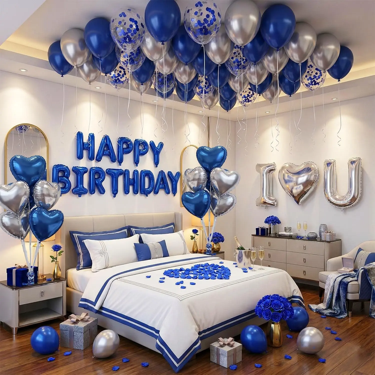 663pcs Royal Blue Balloon Set, Balloon Decorations Kit, Happy Birthday Aluminum Foil Balloons, Perfect for Party Decorations, Home Decoration, Photo Props