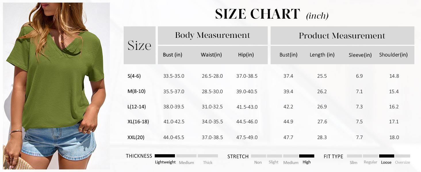 PrettyGarden Oversized Tshirts Shirts for Women Summer Tops Casual Short Sleeve V Neck Loose Basic Tees Spring Clothes