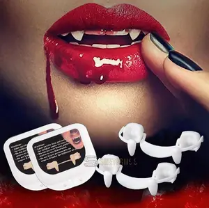 Halloween Vampire Fangs - Retractable Realistic Zombie Teeth, Party Costume Horror Props, Halloween Costumes, Vampire Teeth, Suitable For Halloween Queues, Role Playing Events, Dances, Carnivals, Music Festivals