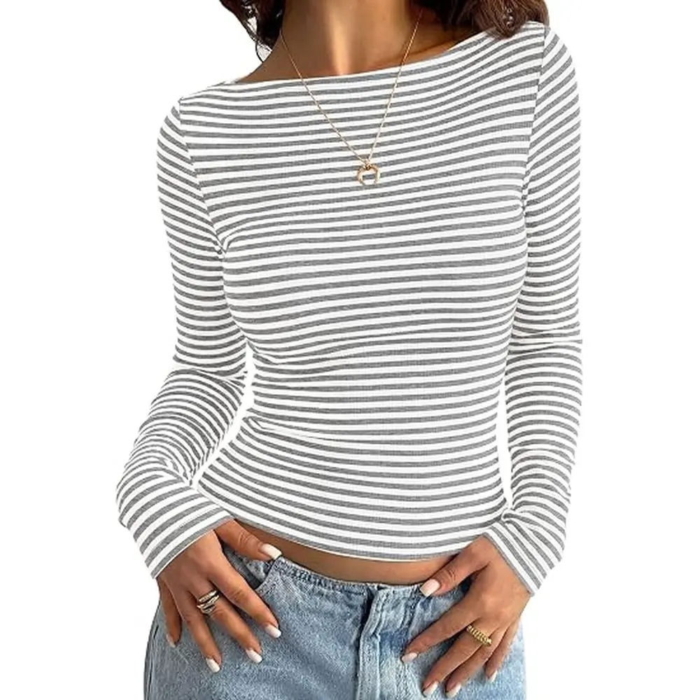 Striped Light Grey White
