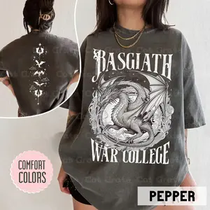 Basgiath War College 2-Sided Pattern Shirt - Vintage Dragon Rider Tee, Bookish Fourth Wing Sweatshirt, Fantasy Inspired Apparel Crewneck For Women, made hoop shirts, primark top, made hoops shirt