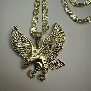 Gold Plated Eagle Necklace 24” Chain with Eagle Pendant