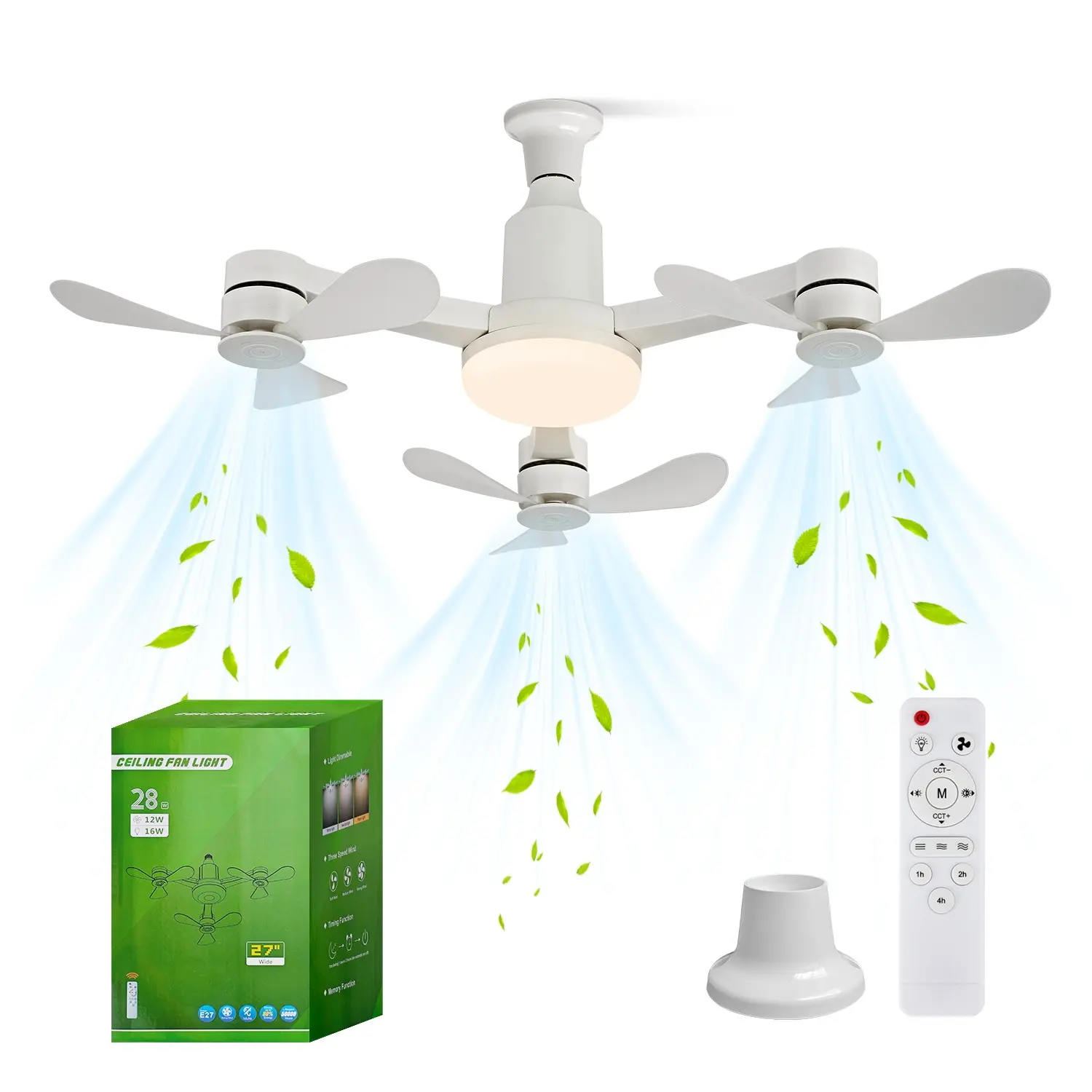 Drone Ceiling Fan Light Strip with Remote Control, Fun 3-Head Drone Fan Light Base, Adjustable Brightness, 3 Speeds, Ideal for Bedroom and Small Rooms, Study Room