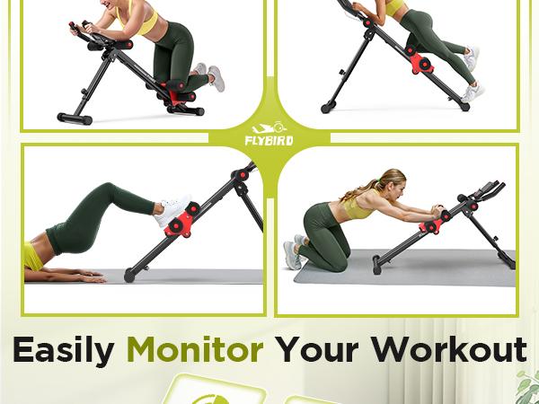 FLYBIRD Ab Workout Equipment, Adjustable Ab Machine Full Body Workout for Home Gym, Strength Training Exercise Equipment for Body Shaping Foldable Waist Trainer Suitable for Beginner