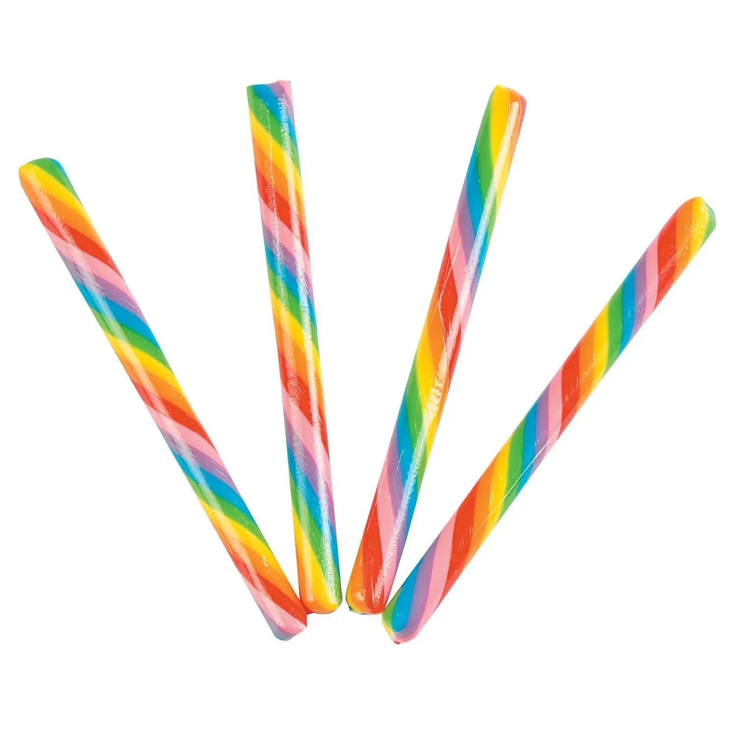 Rainbow Striped Classic Hard Candy Sticks - 4" Multicolor Rainbow Sweets, 2 lbs, 80 Pc Nut-Free Fun Treats for Parties