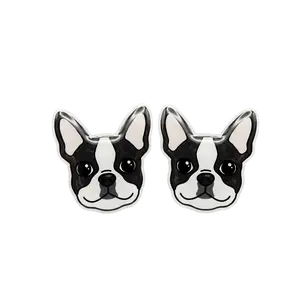 Black & White Boston Terrier Stud Earrings